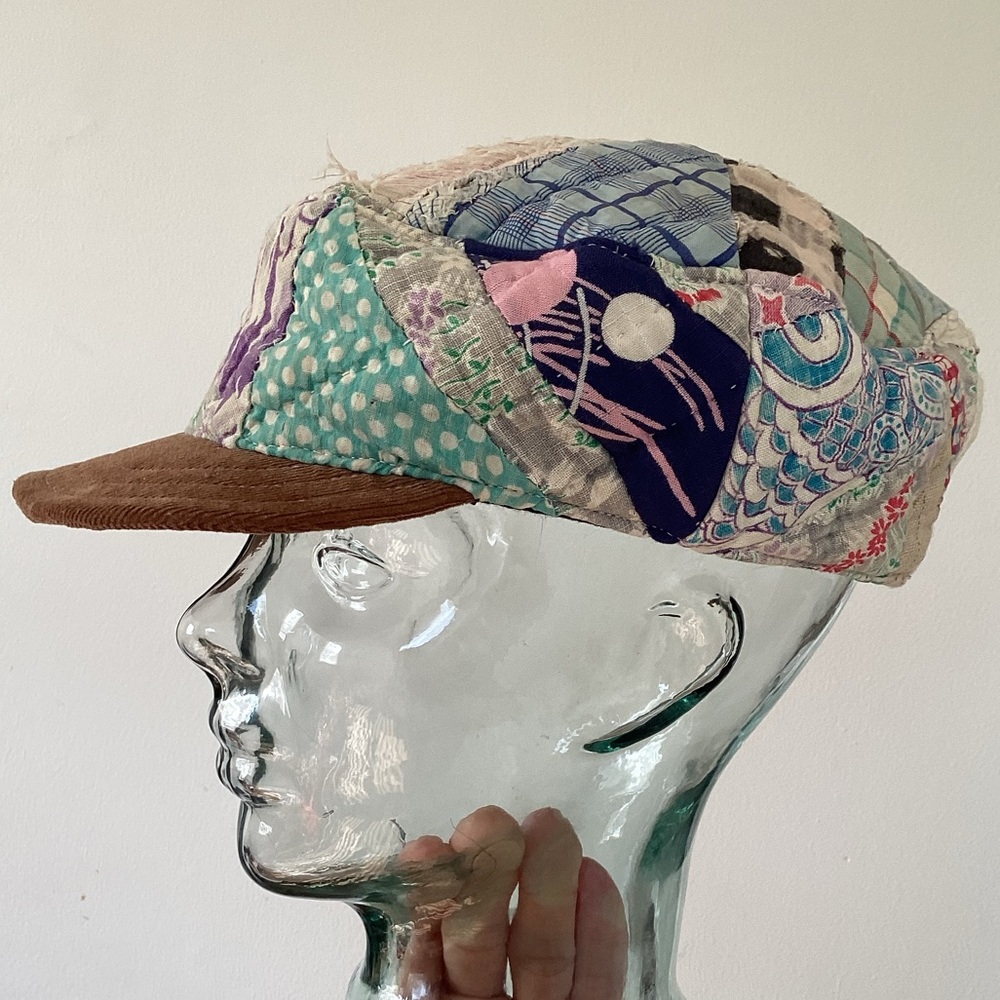 NWOT FOLKLING X DECENT ENOUGH CO vintage upcycled quilt newsboy cap